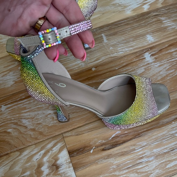 Rainbow rhinestone wedges with strap size 9 worn once - Picture 5 of 5